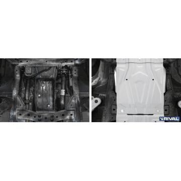 Защита КПП алюминий 4 мм RIVAL для Fiat Fullback, V - 2.4d 2016-/Mitsubishi L200, V - 2.4d; 2,4d H.P. 2015-2018/Mitsubishi L200, V - 2.4d; 2,4d H.P. 2018-/Mitsubishi Pajero Sport, V - 3.0; 2.4d 2016-