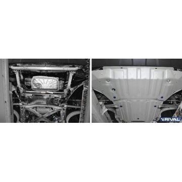 Защита радиатора + картера Rival для Volkswagen Touareg, V - 3.0 TDI (249л.с.) R-Line; полный привод; кроме а/м с системой активной стабилизации 2018-