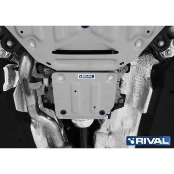 Защита РК алюминий 4 мм RIVAL для Volkswagen Touareg, V - 3.0TDI (249 л.с.); 2.0TSI (249 л.с.); 3.0TSI (340 л.с.);  включая пакеты "Движение по бездорожью", "Подвеска Pro" 2018-