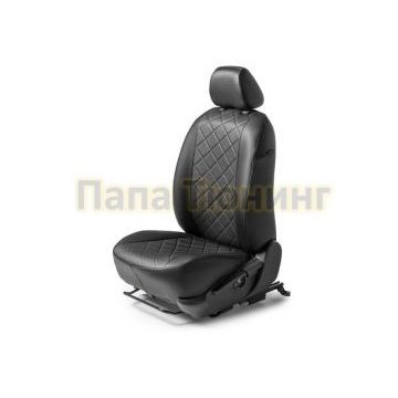 Чехол Экокожа Rival задняя спинка 40/60, рисунок Ромб для UAZ Patriot 2007-2014/Ssang Yong Rexton II (ремень безопастности на задней спинке) 2007-2012