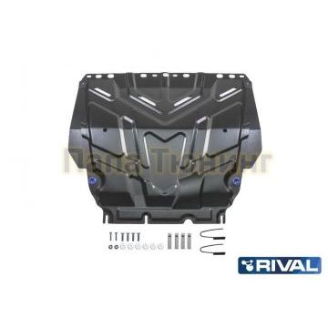 Защита картера + КПП Rival сталь 2 мм для Ford Grand C-Max, V - 1.6 2010-2015/Ford С-Max, V - 1.6; 1.8; 2.0 2003-2010/Ford Kuga, V - 2.0 2008-2013/Ford Focus, V - все 2005-
