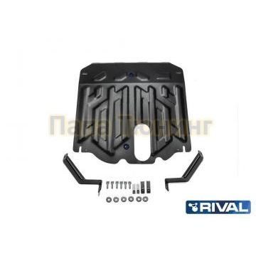 Защита картера + КПП Rival сталь 2 мм для Hyundai Grand Santa Fe, V - 2.2d; кузов DM 2016-2018