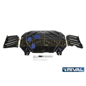 Защита картера + КПП Rival сталь 2 мм для Kia Soul, V - 1.6; 1.6T (204л.с.); 2.0 (150л.с.); АКПП 2017-2019