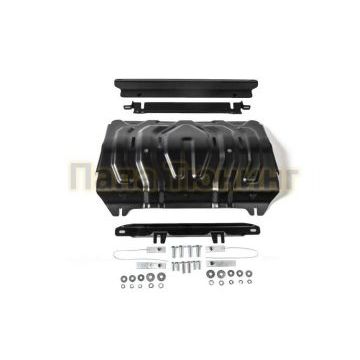 Защита радиатора сталь 2 мм АвтоБРОНЯ для Fiat Fullback, V - 2.4d 2016-/Mitsubishi L200, V - 2.4d; 2,4d H.P. 2015-2018/Mitsubishi L200, V - 2.4d; 2,4d H.P. 2018-/Mitsubishi Pajero Sport, V - 3.0; 2.4d 2016-