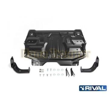 Защита картера + КПП Rival сталь 2 мм для Volkswagen Polo Sedan, V - 1.6 (85л.с., 90л.с., 105л.с., 110л.с.); 1.4 (125л.с.) 2010-2019