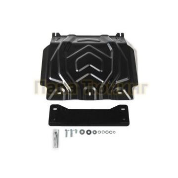 Защита картера сталь 2 мм АвтоБРОНЯ для Fiat Fullback, V - 2.4d 2016-/Mitsubishi L200, V - 2.4d; 2,4d H.P. 2015-2018/Mitsubishi L200, V - 2.4d; 2,4d H.P. 2018-/Mitsubishi Pajero Sport, V - 3.0; 2.4d 2016-