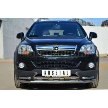 Защита передняя двойная с уголками d57-d42 РусСталь для Opel Antara 2010-2017