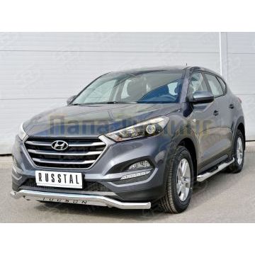 Защита переднего бампера волна с надписью d57 РусСталь для Hyundai Tucson 2015-2021