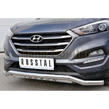 Защита переднего бампера волна с надписью d57 РусСталь для Hyundai Tucson 2015-2021