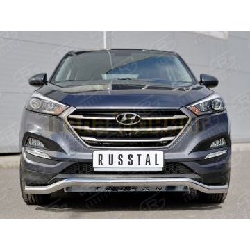Защита переднего бампера волна с надписью d57 РусСталь для Hyundai Tucson 2015-2021