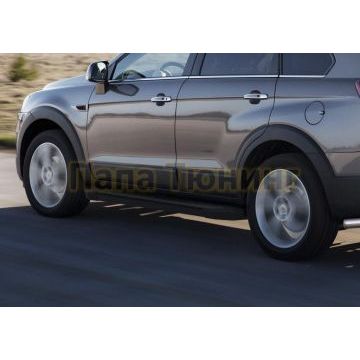 Пороги алюминиевые Rival Black Start для Chevrolet Captiva/Opel Antara 2006-2016