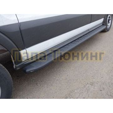 Порог алюминиевый ТСС с накладкой правый чёрный 2220 мм для Ford Transit 2014-