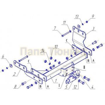 Фаркоп Avtos для Ford Transit 2000-2014