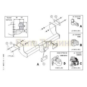 Фаркоп Brink шар F на пикап для Ford Transit 2000-2014