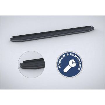 Пороги алюминиевые Rival Black-Premium для Cadillac XT5 2016-