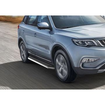 Пороги алюминиевые Rival Premium для Geely Atlas 2018-2024/Geely Atlas PRO 2021-2024