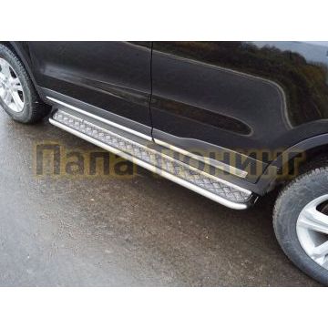 Пороги с площадкой 42,4 мм ТСС для Geely Atlas 2018-2024/Geely Atlas PRO 2021-2024