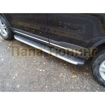 Пороги алюминиевые с пластиковой накладкой 1720 мм ТСС для Geely Atlas 2018-/Geely Atlas PRO 2021-2024