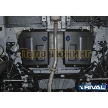 Защита топливного бака Rival для 1,8 и 2,0 сталь 2 мм из 2-х частей для Geely Emgrand X7 2016-2019