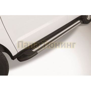 Пороги алюминиевые Arbori Luxe Black чёрные для Geely Emgrand X7 2016-2019