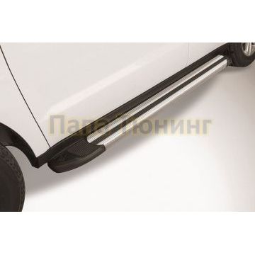 Пороги алюминиевые Arbori Luxe Siver серебристые для Geely Emgrand X7 2016-2019