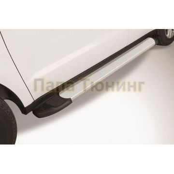Пороги алюминиевые Arbori Optima Siver серебристые для Geely Emgrand X7 2016-2019