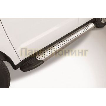 Пороги алюминиевые Arbori Standart Siver серебристые для Geely Emgrand X7 2016-2019