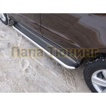 Пороги с площадкой нержавеющий лист 60 мм ТСС для Geely Emgrand X7 2013-2019