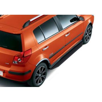 Пороги алюминиевые Rival Black-Premium для Geely MK Cross 2010-2016