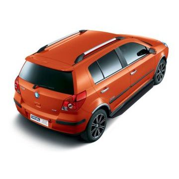 Пороги алюминиевые Rival Black-Premium для Geely MK Cross 2010-2016