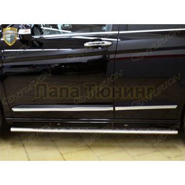 Пороги труба овальная с проступью 75х42 мм РусСталь для Great Wall Hover H6 2013-2015