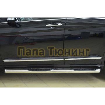 Пороги труба с накладками d76 вариант 1 РусСталь для Great Wall Hover H6 2013-2015