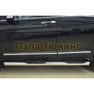 Пороги труба с накладками d76 вариант 2 РусСталь для Great Wall Hover H6 2013-2015