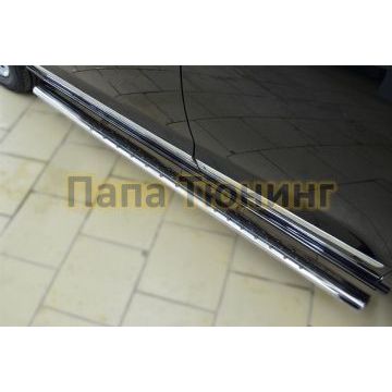 Пороги труба овальная с проступью 75х42 мм РусСталь для Great Wall Hover H6 2013-2015