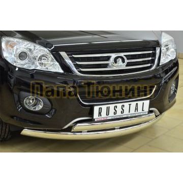 Защита передняя двойная 75-42 мм дуга РусСталь для Great Wall Hover H6 2013-2015