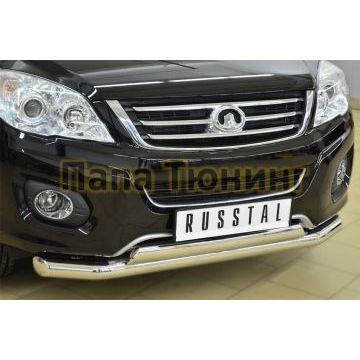 Защита передняя двойная 76-75х42 мм РусСталь для Great Wall Hover H6 2013-2015