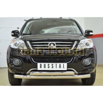 Защита передняя двойная 76-75х42 мм РусСталь для Great Wall Hover H6 2013-2015