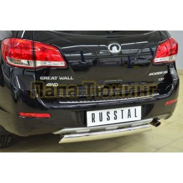 Защита заднего бампера овальная 75х42 мм дуга РусСталь для Great Wall Hover H6 2013-2015