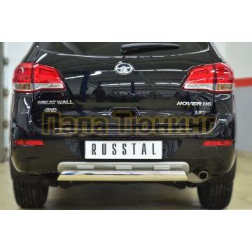 Защита заднего бампера овальная 75х42 мм дуга РусСталь для Great Wall Hover H6 2013-2015