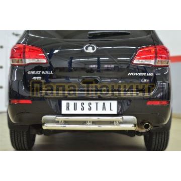 Защита задняя двойная d57-d42 дуга РусСталь для Great Wall Hover H6 2013-2015