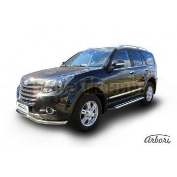 Пороги алюминиевые Arbori Luxe Black черные для Great Wall Hover H3 New 2014-2015