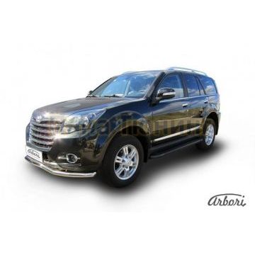 Пороги алюминиевые Arbori Optima Black чёрные для Great Wall Hover H3 New 2014-2015