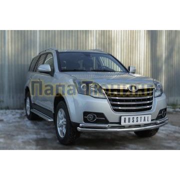 Пороги с площадкой алюминиевый лист d42 РусСталь для Great Wall Hover H3 2014-2017