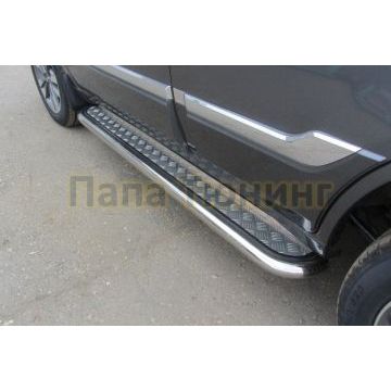 Пороги с площадкой алюминиевый лист квинтет 60 мм ALFeco для Hyundai Tucson 2015-2021