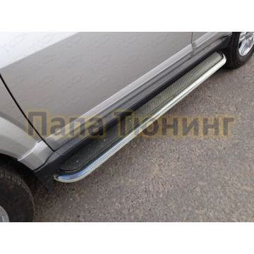 Пороги с площадкой нержавеющий лист 42 мм ТСС для Great Wall Hover H3 New 2014-2015