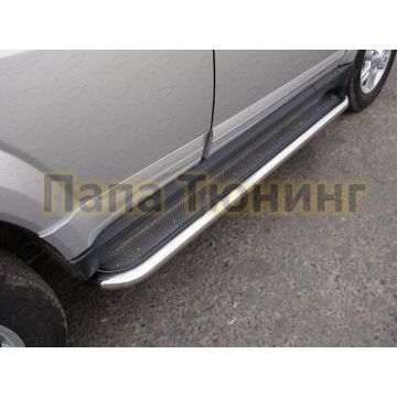 Пороги с площадкой нержавеющий лист 60 мм ТСС для Great Wall Hover H3 New 2014-2015