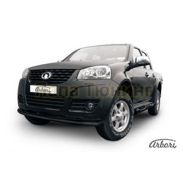 Защита передняя чёрная сталь радиусная 76 мм Slitkoff для Great Wall Wingle 5 2011-2015