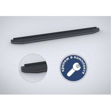 Пороги алюминиевые Rival Black-Premium для Skoda Yeti 2009-