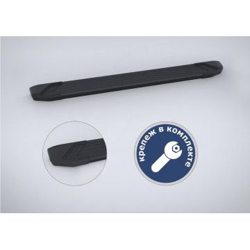 Пороги алюминиевые Rival Black Start для SsangYong Kyron 2007-2015