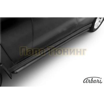 Защита штатных порогов черная сталь труба c загибами 57 мм Arbori для Haval H2 2014-